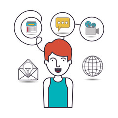 male user with advantages of internet and digital technology image vector illustration design 