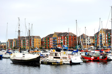 Lots of boat in the sea at Swansea Marina, Wales,UK