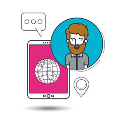 male user with advantages of internet and digital technology image vector illustration design 