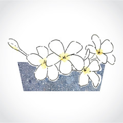 White Flowers in Stone Pot