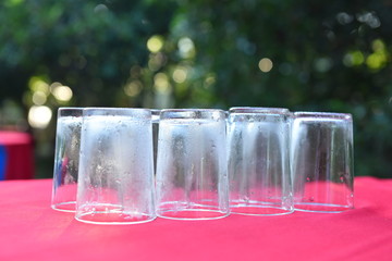 Glass upside down on the table
