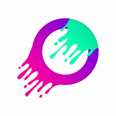 Fototapeta premium Vector illustration of abstract colored circle. Abstract splash, liquid shape. Background for poster, cover, banner, placard. Logo design