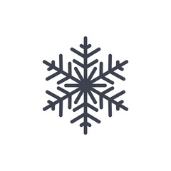 Snowflake icon. Gray silhouette snow flake sign, isolated on white background. Flat design. Symbol of winter, frozen, Christmas, New Year holiday. Graphic element decoration. Vector illustration