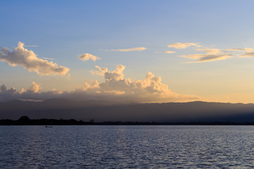 Naklejka premium Lake landscape, Second largest lake in Thailand