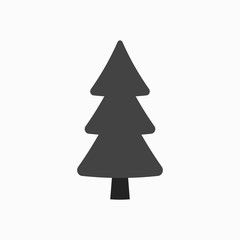 Naklejka na ściany i meble Christmas tree sign. Simple cartoon icon. Black template silhouette, isolated on white background. Flat design. Symbol of holiday, winter, Christmas, New Year celebration. Vector illustration