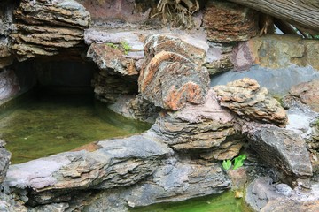  waterfall in the garden water dry Lack of care