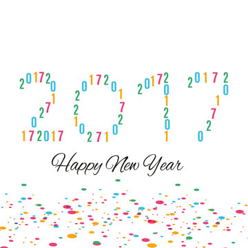 Happy New Year 2017 background.Colorful greeting card design.Vector illustration for holiday design. Party poster, greeting card, banner or invitation template