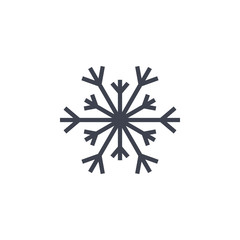 Snowflake icon. Gray silhouette snow flake sign, isolated on white background. Flat design. Symbol of winter, frozen, Christmas, New Year holiday. Graphic element decoration. Vector illustration