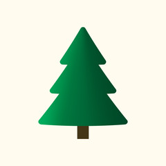 Christmas tree sign. Simple cartoon icon. Green template silhouette, isolated on white background. Flat design. Symbol of holiday, winter, Christmas, New Year celebration. Vector illustration