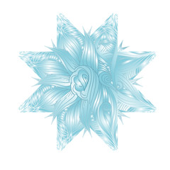 Vector shining Snowflake on dark blue background. Elegant Christmas & Winter Element.