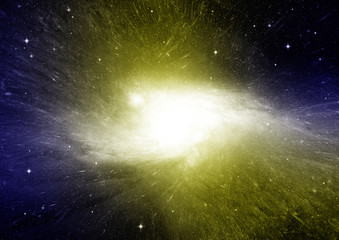 Stars, dust and gas nebula in a far galaxy