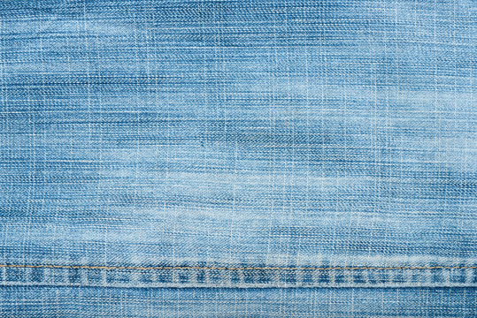 Closeup blue denim jeans background.