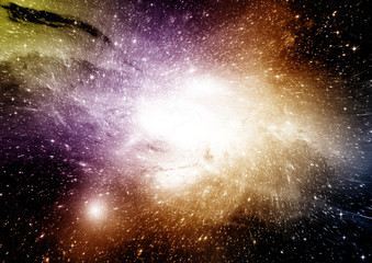 Stars, dust and gas nebula in a far galaxy