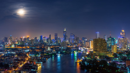 Fototapeta na wymiar Bangkok at night, Panoramic.