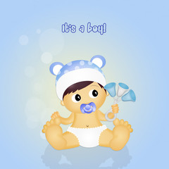 baby male with rattle