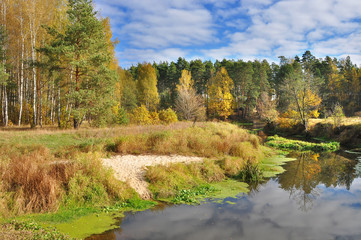 Fototapeta premium Quiet autumn on the river