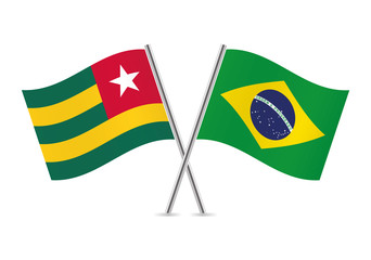 Togo and Brazil flags. Vector illustration.