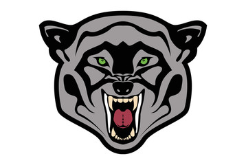 angry wolf on a white background. Layered vector illustration. color  version.