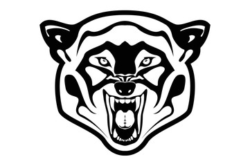 angry wolf on a white background. Layered vector illustration. black-and-white version.