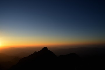 Beautiful mountains landscape in sunset