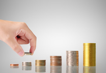 Hand human hand putting coin to money