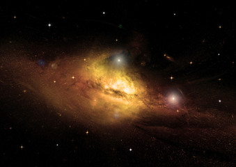 Stars, dust and gas nebula in a far galaxy