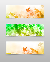 three autumn banners with colorful leaves Vector