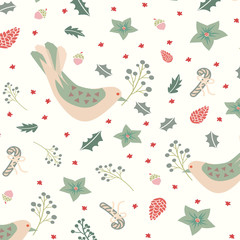 Digital hand drawn of festive motifs for Merry Christmas surface pattern