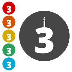 Burning birthday candles number 3