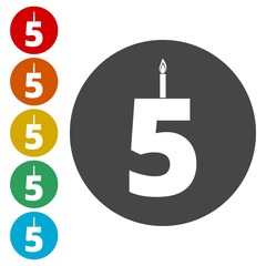 Burning birthday candles number 5