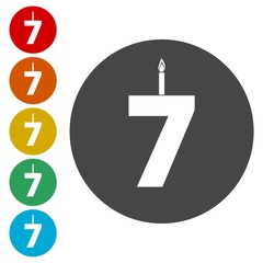 Burning birthday candles number 7 