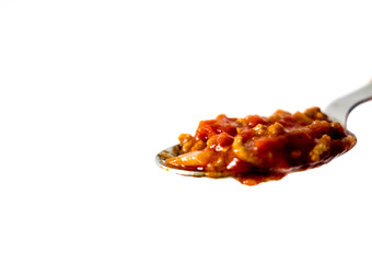 Bolognese auf Löffel isoliert