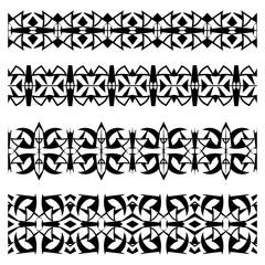 Abstract black geometrical seamless borders set