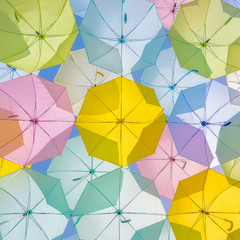 Fototapeta na wymiar Multicolored Umbrella decorations.