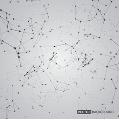 Abstract polygonal space background with connecting dots and lin