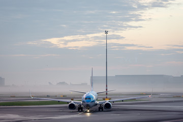 Boeing 737 departing from Amsterdam Schiphol international airport