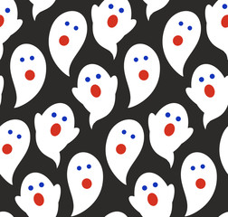 Seamless pattern of cute little cartoon ghosts. Pattern for paper, textile, game, web design. Halloween element.