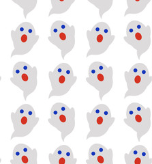 Seamless pattern of cute little cartoon ghosts. Pattern for paper, textile, game, web design.