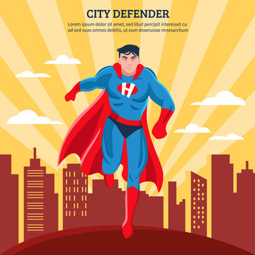 City Defender Flat Vector Illustration