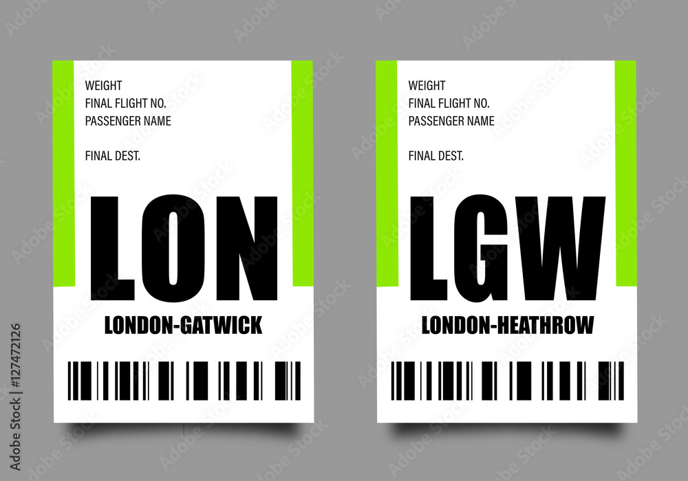 Sticker airport tag bags - london