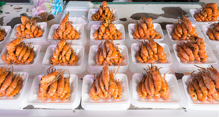 Shrimp, burn, Seafood Thailand. In Thailand market.