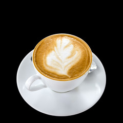 Cup of art latte isolated.