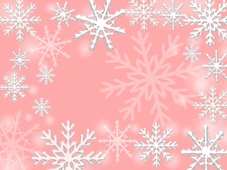 Obraz na płótnie Canvas 雪の結晶　ピンク　背景