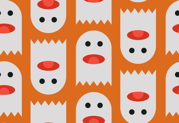 Seamless pattern of cute little cartoon ghosts. Pattern for paper, textile, game, web design. Halloween element.