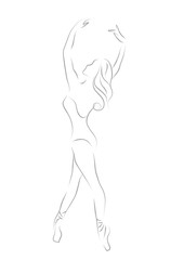 Abstract dancer line art | Ballerina performance action | attractive body illustration