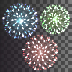 Vector illustration. Fireworks on a transparent background