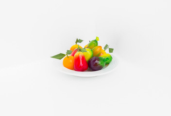 Thai dessert made from soy beans made in the form of fruits and