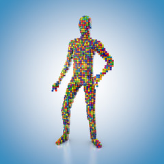 Der Mensch digital aus bunten W&uuml;rfeln 