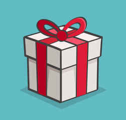 Present Cartoon. Isolated Vector Elements. Color Background