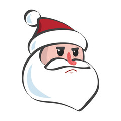 Angry Cartoon Head Santa Claus Portrait. Isolated Vector Elements. White background.